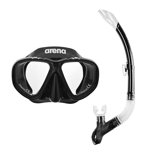 Arena Premium Kit Snorkeling Bambino Maschera Nero vetro temperato