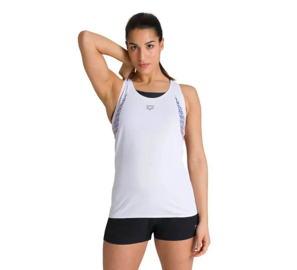 Arena A-One Mesh canotta donna bianco rosso fluo S traspirante