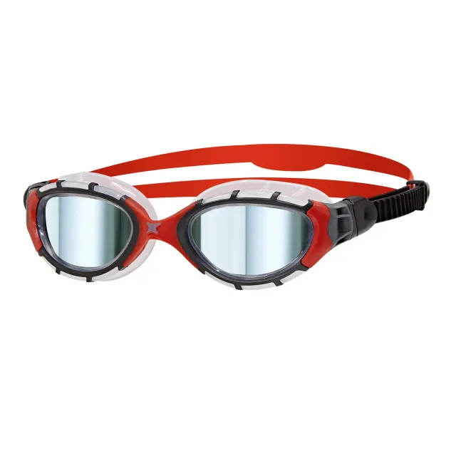 Zoggs Predator Flex occhialini nuoto nero rosso specchiati