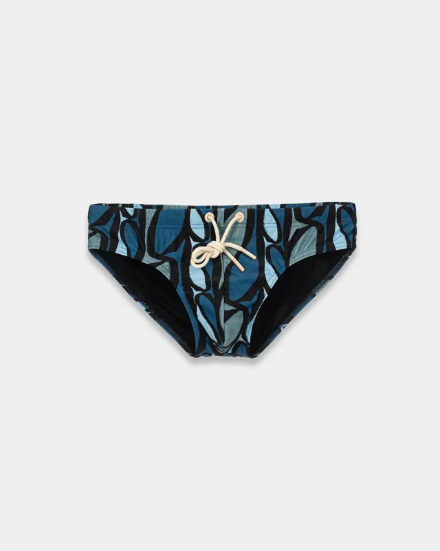 Mosso Sunwear Pesci costume slip blu fondo nero