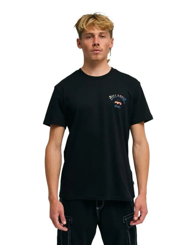 Billabong Arch Fade Premium T-shirt Uomo M Giallo stampa sbiadita