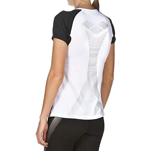 Arena W Run S/S Panel Maglia Donna White-Black Manica Corta