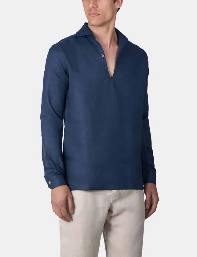 Ripa Ripa Capri Blu Notte camicia lino uomo