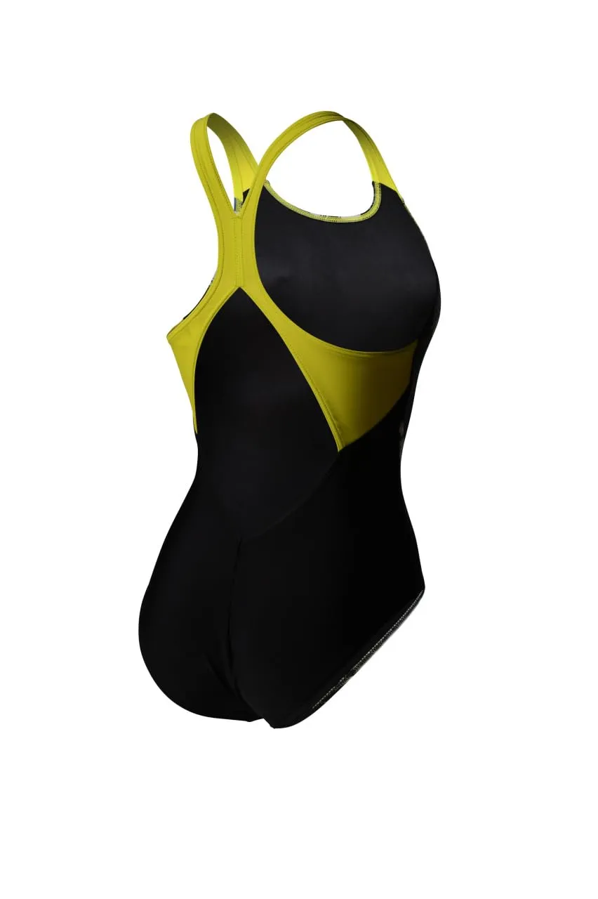 Arena Waves Breaking V Back intero donna nero verde 44