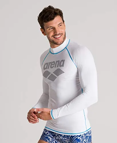 Arena Rash Maglietta UV Uomo Bianca Maniche Lunghe S