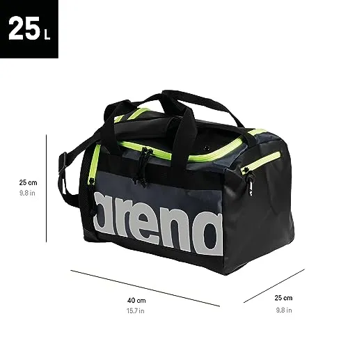 arena Spiky III Duffle 25 borsone nero giallo 25 litri idrorepellente