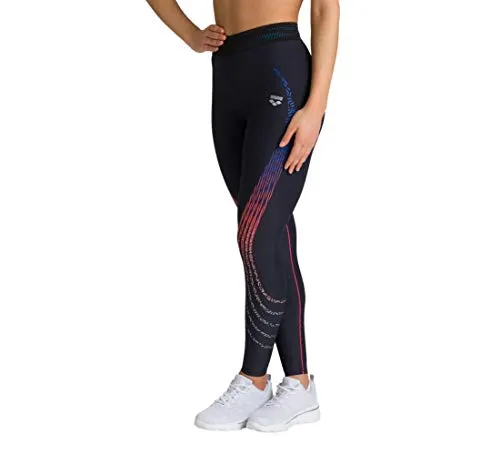 Arena A-One Long Tights leggings donna black fluo red L