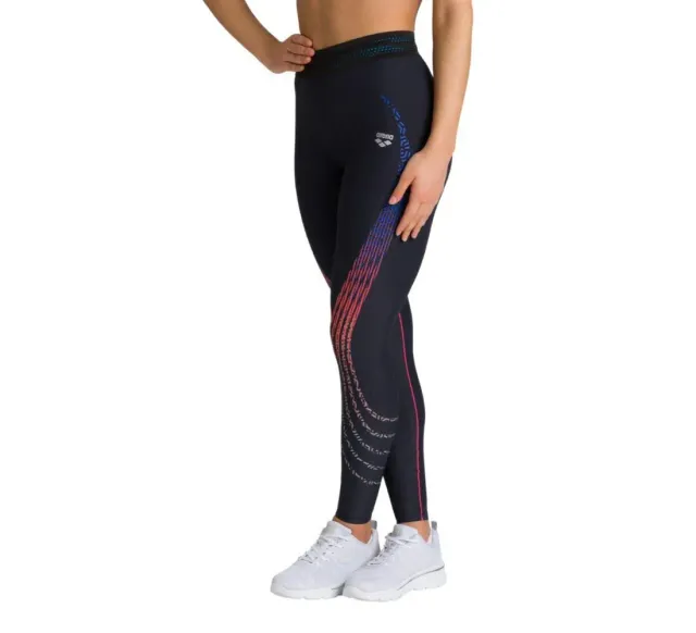 Arena A-One Long Tights leggings donna black fluo red L