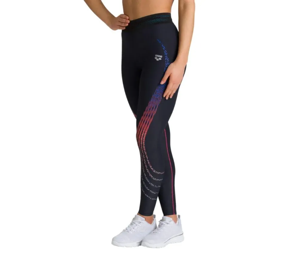 Arena A-One Long Tights leggings donna black fluo red L