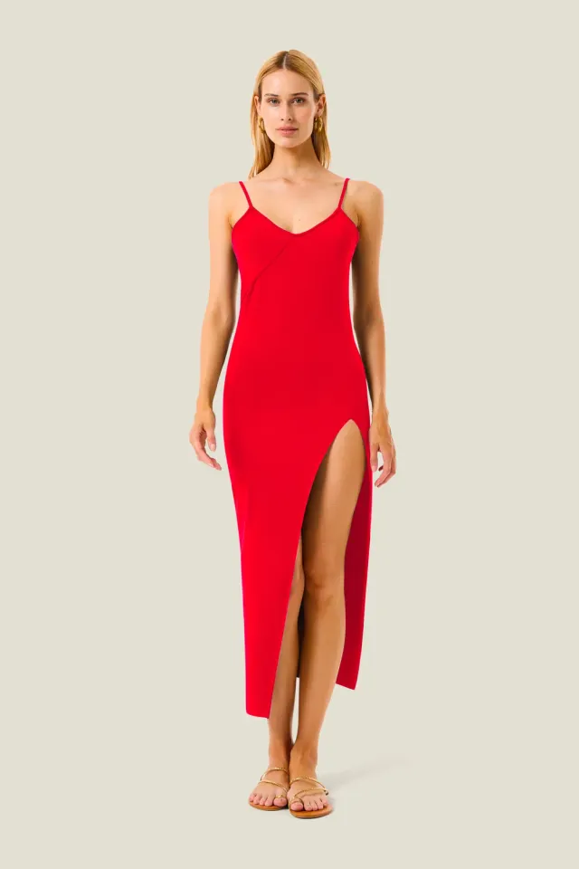 4 Giveness Soft Touch Abito Lungo Rosso
