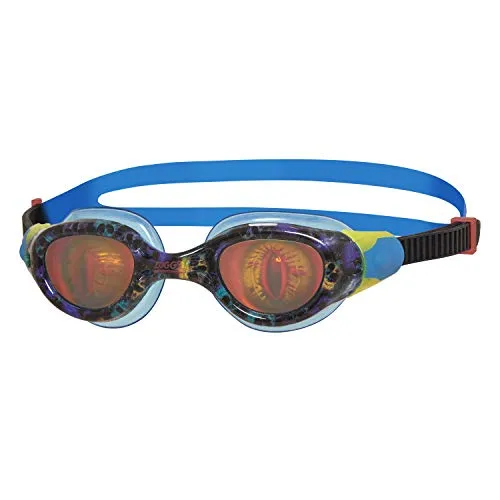 Zoggs Sea Demon Junior occhialini nuoto nero blu ologramma 6-14 anni